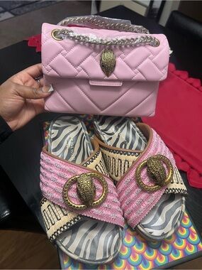 Kurt Geiger Pink Slide Sandals w/ Pink Mini Kensington Purse included